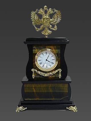 Настольные часы из тигрового глаза и долерита купить с доставкой Настольные часы из тигрового глаза и долерита
