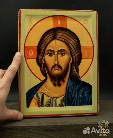 На память: Икона "Христос Вседержитель" дерево, ручная работа
