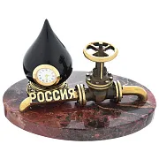 Бронзовая композиция «Российская нефтяная промышленность» с яшмой — красивый подарок — фотография 2