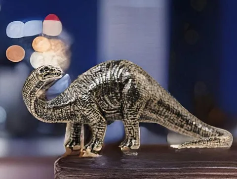 Ручная работа: Бронзовый динозавр «Бронтозавр» с патиной