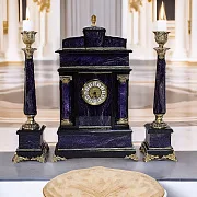 Каминные часы «Классика» из чароита и долерита — необычный подарок — фотография 1