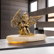 Статуэтка «Мечтающий Эльф» из бронзы на ониксе — необычный подарок — фотография 1