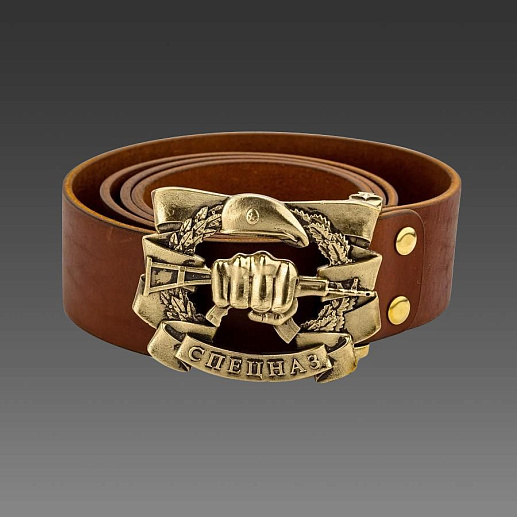 Ремень кожаный с пряжкой "Спецназ" купить с доставкой Ремень кожаный с пряжкой "Спецназ"