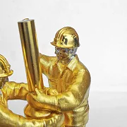 Бронзовая композиция «Нефтяники» с яшмой и позолотой — красивый подарок — фотография 2